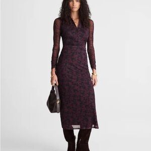 Madewell Long-Sleeve Polo Midi Dress in Aubergine
